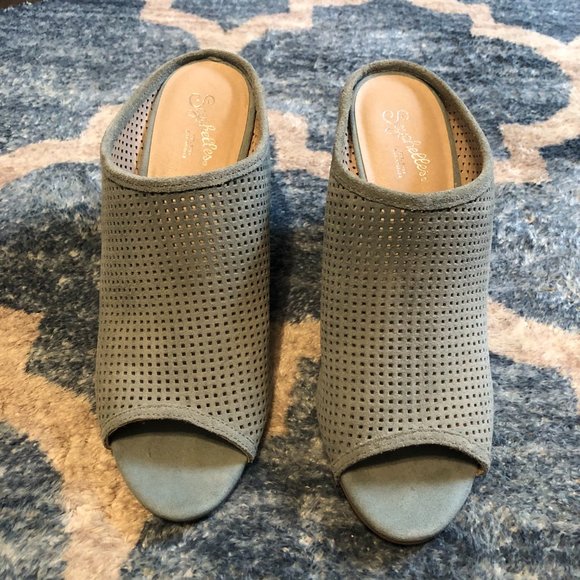 Seychelles Shoes New Seychelles Perforated Powder Blue Wedge Shoes
